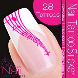 Nail Tattoo Sticker Music / Notes   pink Beauty