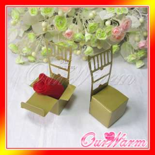 50 Gold Chair Wedding Candy Truffle Gift Favour Boxes  