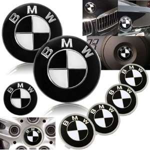   2005 BMW E46 M3 323 325 328 330 335 Black Emblems with Wheel Caps Set