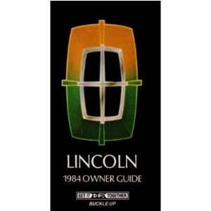 1984 LINCOLN TOWN CAR Owners Manual User Guide Automotive