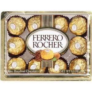 Ferrero Rocher Hazelnut Chocolates   12 Pack  Grocery 