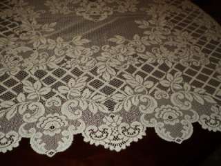 Sheer Ivory Wild Rose Lace Tablecloth 53 x 68 NEW Made in NC, USA 