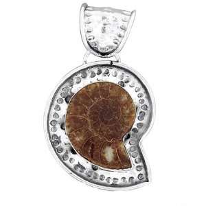   Sterling Silver Huge Ammonite Fossil Pendant Artisan Jewelry Jewelry