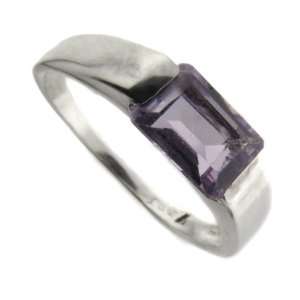  Sterling Silver Simulated Amethyst Ring Size #9: Jewelry