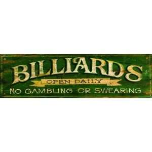  Billiards Green Vintage Sign