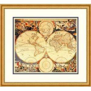  World Map by Nicolass Visscher   Framed Artwork