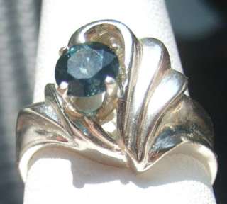 1ct.Montana Sapphire CORNFLOWER Shell Ring Silver.925 sz7 Authenticity 