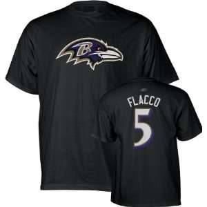 Joe Flacco Black Reebok Name & Number Baltimore Ravens T Shirt:  
