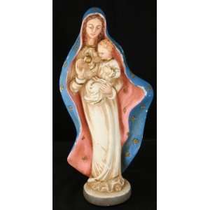  Vintage French Chalkware Sculpture Madonna Child Mary 
