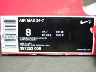 Nike Air Max 24 7 Black Silver 3M Attack Pack Men Sz 8  