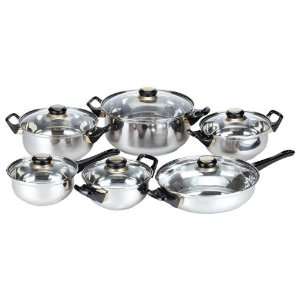 HDS Trading Cookware Set 12 Piece Stainless Steel Finish 