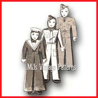 Vintage English Pattern ~ Soldier, Sailor, Airman Dolls  