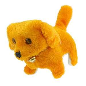   Orange Plush Battery Powered Walk Cartoon Dog Toy Gift: Toys & Games