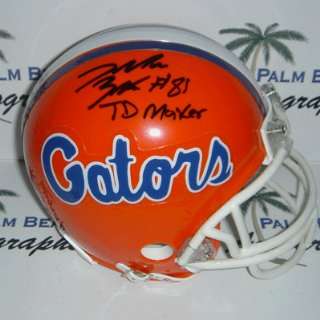   Baker signed Florida Gators Mini Helmet with Inscription TD Maker