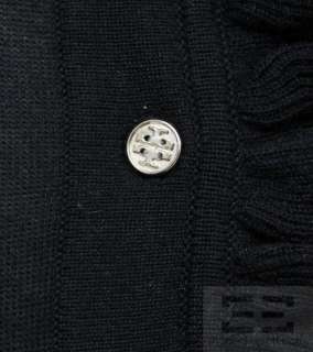 Tory Burch Black Silk & Cashmere Ruffle Trim Short Sleeve Sweater Size 