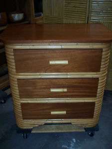 Hawaiian Vintage Style Rattan Three Drawer Dresser  