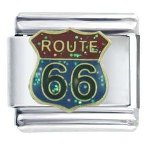  Glitter Route 66 Travel & Flags Italian Charms Pugster 