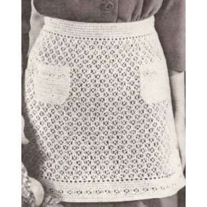 Vintage Crochet PATTERN to make   EASY HOLIDAY TEA APRON Pockets. NOT 