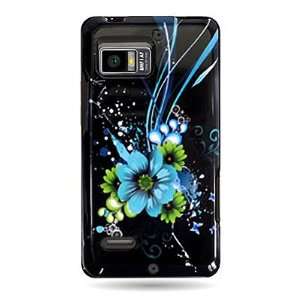 WIRELESS CENTRAL Brand Hard Snap on Shield BLACK With BLUE FLOWER 