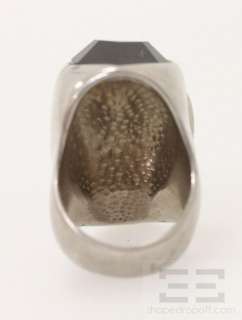 Alexander McQueen Silver & Black Swarovski Crystal Skull Ring Size 6.5 