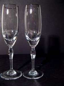 TWO WATERFORD MARQUIS ALLEGRA PLATINUM CHAMPAGNE FLUTE GLASSES  