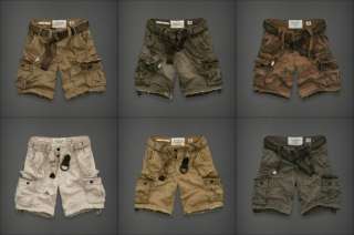 NWT Abercrombie Algonquin Cargo Shorts Military Blt Men  