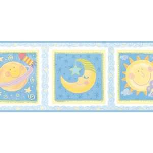  Blue Smiling Sun And Moon Wallpaper Border Baby