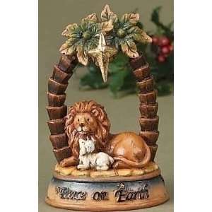 Pack of 4 Wood Works Lion and Lamb Peace on Earth Nativity Figures 7 
