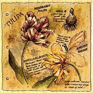   Botanical Journal   Tulip Wood Mounted Rubber Stamp