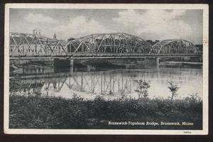 Postcard Brunswick, Maine/ME Topsham Bridge 1930s  