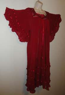 Hippie Gauze Crochet Dress Mexican Dress 60s Retro Red Angel Dress 