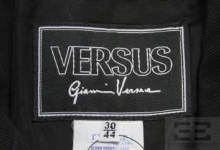Versus Gianni Versace 2pc Black Ribbed Ivory Trim Jacket & Skirt Suit 