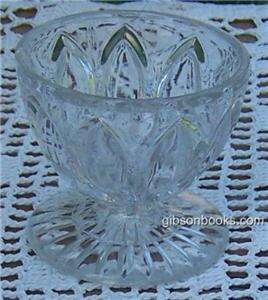 Antique Almond Pattern Glass Master Salt Clear Glass  