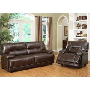   Grain Italian Leather Sofa and Recliner   Dark Brown