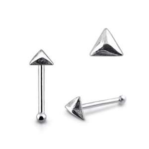  Plain Triangle Pyramid Ball End Nose Pin Jewelry