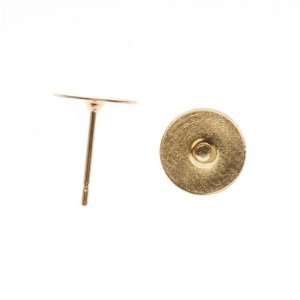  Gold Plated Flat 8mm Glue On Earring Posts (10 Pairs 