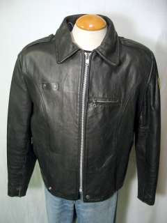 Vintage CAL LEATHERS Police Motorcycle Leather Jacket Sz 46  