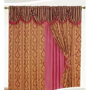    8pc Burgundy Drape Curtain Panels Valances Set