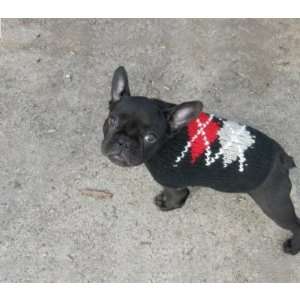 Handmade Wool Argyle Dog Puppy Sweater Black Size XS  