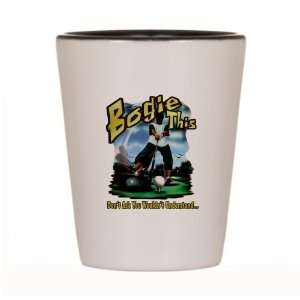   Shot Glass White and Black of Golf Humor Bogie This 