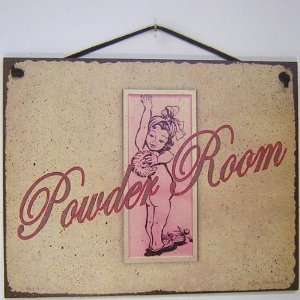 com Vintage Style Sign with girl Saying, Powder Room Decorative Fun 