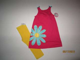NWT Circo Hot Pink Daisy Dress Yellow Leggings Size 4t. 