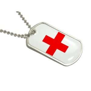  Red Cross   Military Dog Tag Keychain Automotive