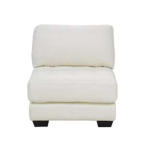   Armless, All Leather Tufted Seat Chair by Diamond Sofa in White: Home