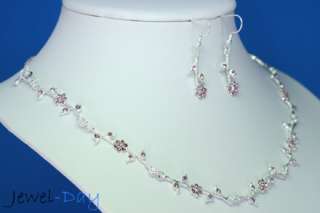 Amethyst Flower Wedding Set Necklace Earrings 18 Karat  