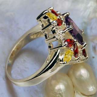 Nice Amethyst Gemstone Jewelry Ring Silver Size #9 CR65  