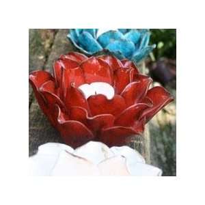  Red Lotus Flower Candleholder