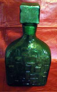 Green Glass Liquor Decanter Made in Italy  