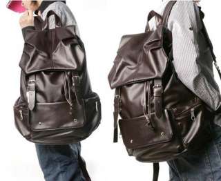   Unisex PU Leather Big Backpack Satchel Schoolbag Travelling Bag  