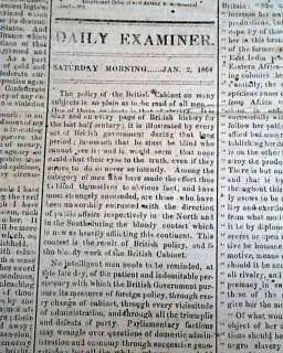   William Smith Inauguration 1864 Civil War Richmond VA Newspaper  